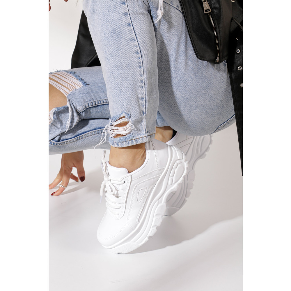 İmerShoes Beyaz Kadın Sneaker Spor Ayakkabı Bağcıklı Kalın Hafif 6 Cm Yüksek Taban 35 Beden Spor Ayakkabı Fiyatı