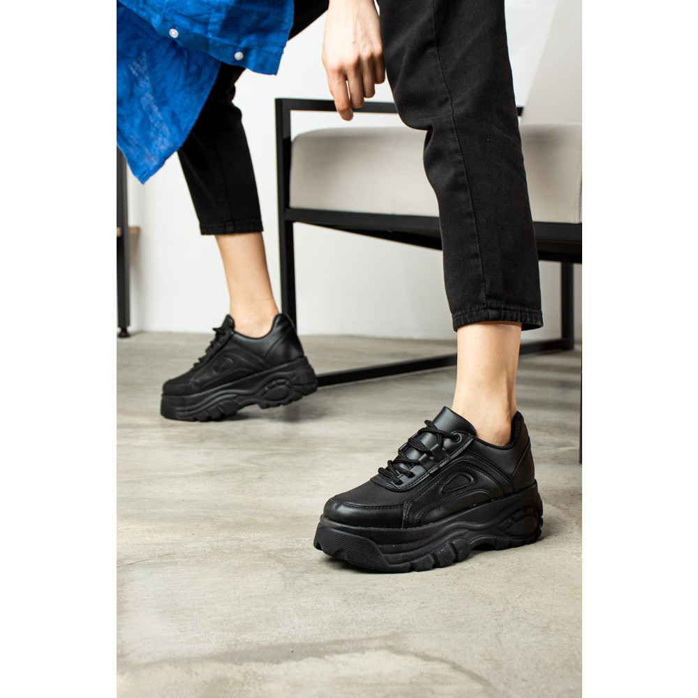 İmerShoes Günlük Kadın Siyah Sneaker Spor Ayakkabı Desenli Hafif Yüksek Taban Bağcıklı 001 38 Beden Spor Ayakkabı Fiyatı