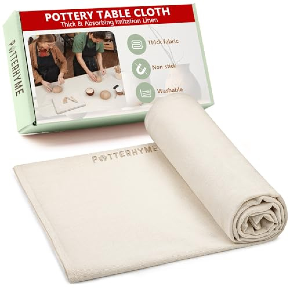 Imitation Linen Tablecloth 59x39 Inch Large - Cotton Canvas Drop Cloth Sheet for Table - Versatile Pottery Fabric Sheets for Painting, Ceramics, Wedging/Rolling Potters Clay with Tools (1pc) Tuval Fiyatı