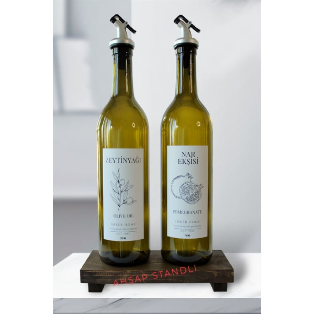 Imker Home Ahşap Stantlı Amber Cam Zeytinyağı Nar Ekşisi Şişesi Yağdanlık Sosluk 750ML Mutfak Gereçleri Fiyatı