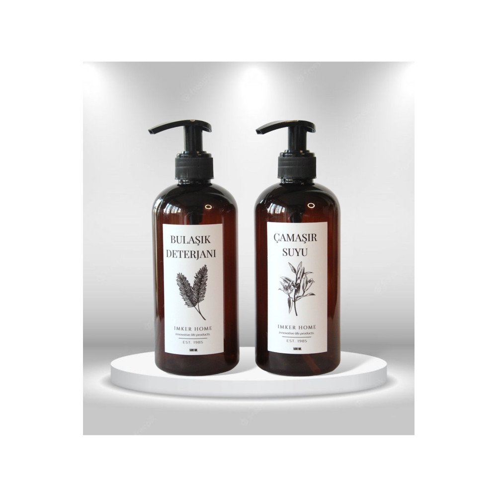 IMKER HOME Amber Kahverengi Pompalı Bulaşık Deterjanı Çamaşır Suyu Şişesi 500Ml Banyo Mutfak Tezgah Düzenleyici Saklama Kapları Fiyatı