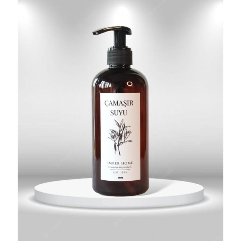 IMKER HOME Amber Kahverengi Pompalı Çamaşır Suyu Şişesi 500 ml Banyo Mutfak Tezgah Düzenleyici Organizer Şişe Sabunluk Fiyatı