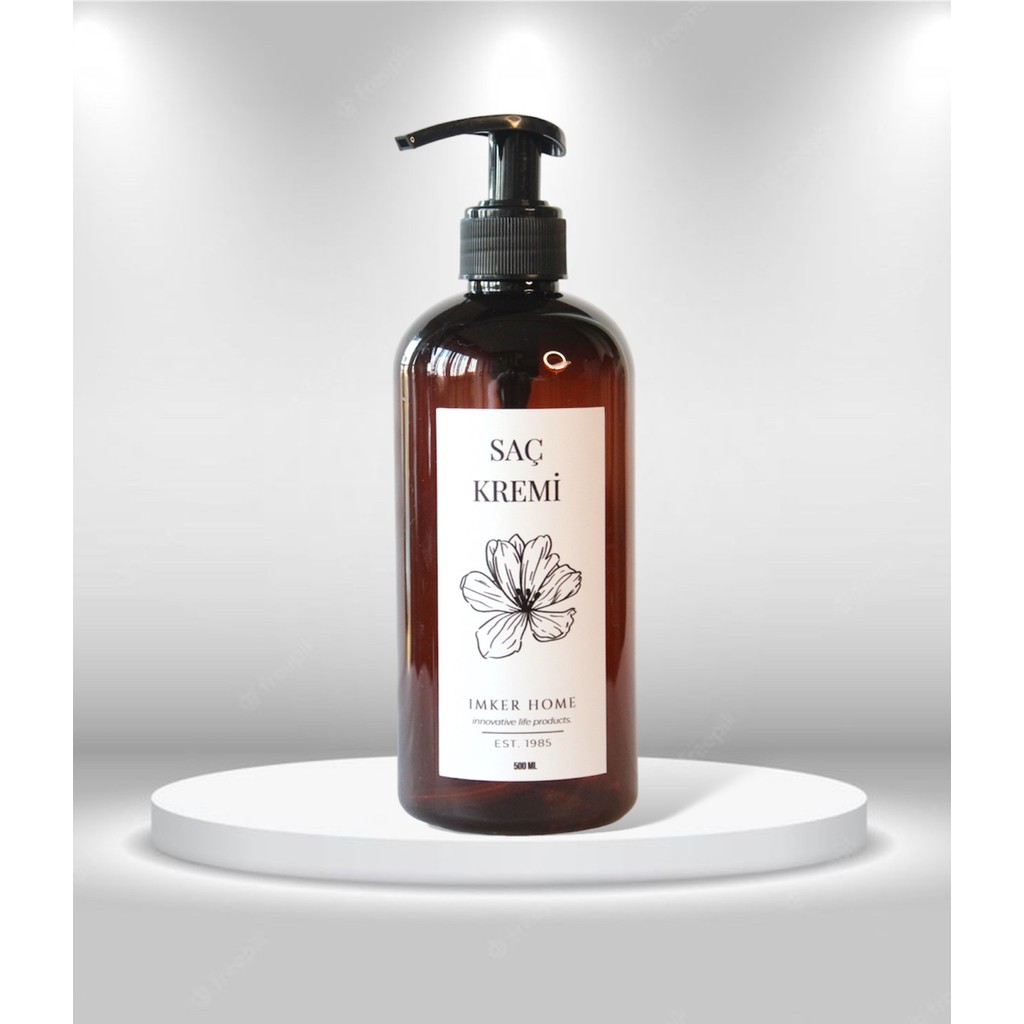 IMKER HOME Amber Kahverengi Pompalı Saç Kremi Şişesi 500 ml Banyo Mutfak Tezgah Düzenleyici Organizer Şişe Sabunluk Fiyatı