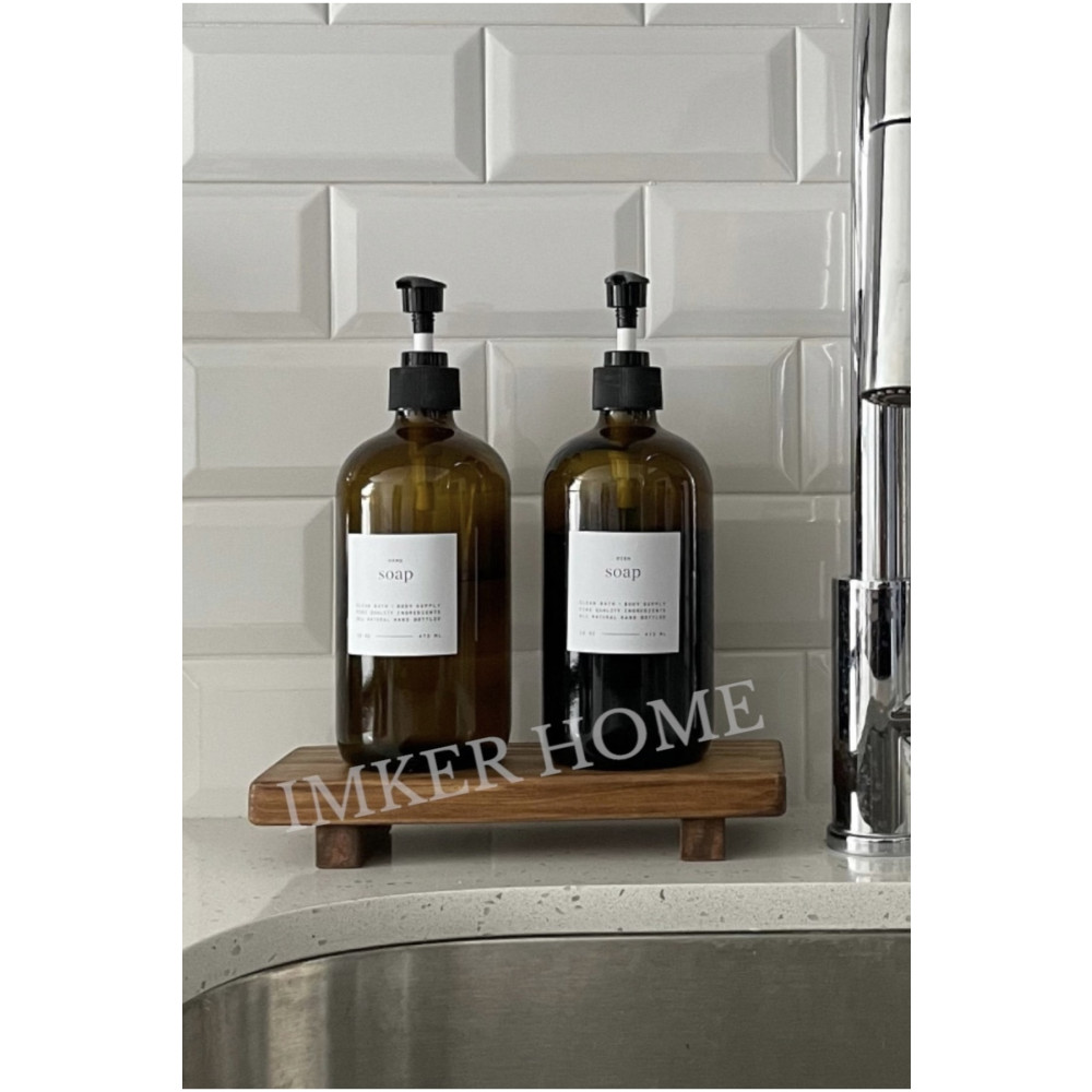 IMKER HOME Dekoratif Ahşap Stand Sunum Tahtası Mutfak Düzenleyici Sosluk Yağdanlık Yağlık Sıvı Sabun Altlığı Mutfak Gereçleri Fiyatı
