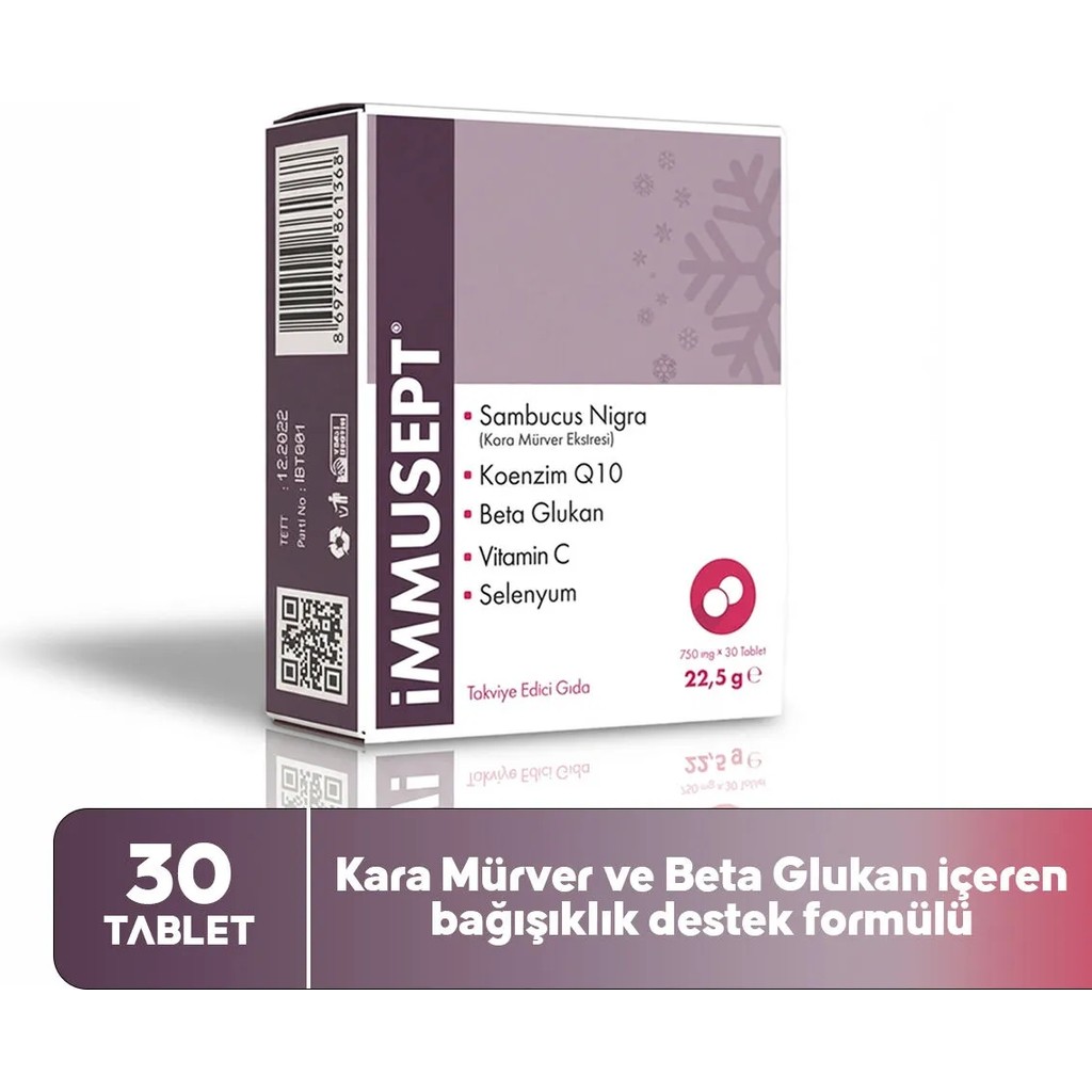 İmmusept Kara Mürver Koenzim Q10 Beta Glukan Vitamin C Çinko 30 Tablet Diğer Fiyatı