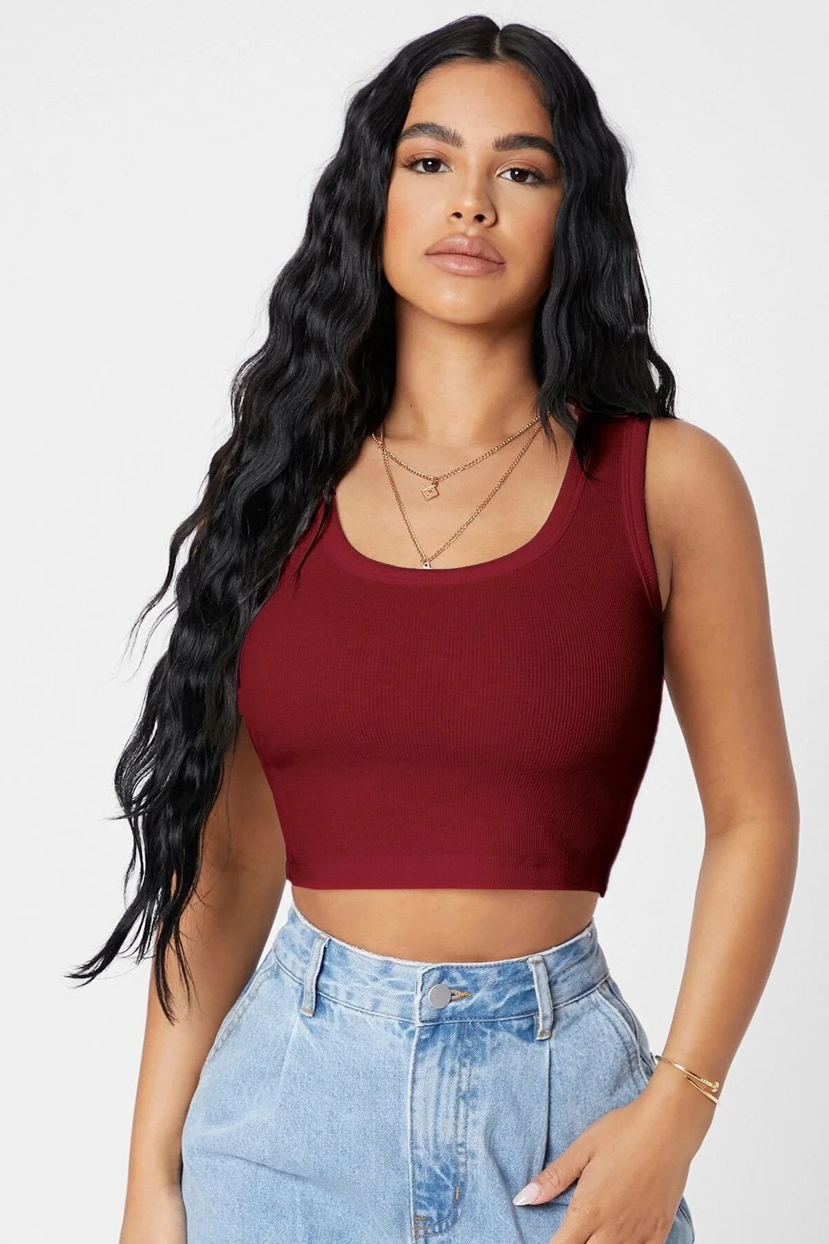 Imoda Kadın Bordo Kare Yaka Crop Top Bluz S/M Beden Bluz Fiyatı