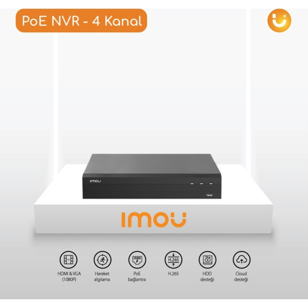 IMOU 4 Kanal PoE NVR / HDMI, VGA - 8 TB HDD Desteği - ONVIF - Bulut Hizmeti (N14P) Güvenlik Sistemi Kayıt Cihazı Fiyatı