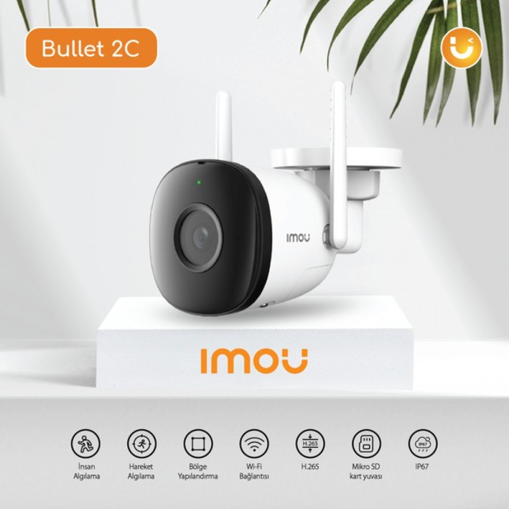 IMOU Bullet 2C Dış Ortam Akıllı WiFi Kamera/4 MP- Gece Görüşü-Hareket ve İnsan Algılama - IP67- SD Kart Desteği - ONVIF - Bulut Hizmeti (IPC-F42P) Güvenlik Kameraları Fiyatı