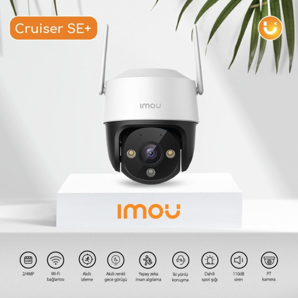 IMOU Cruiser SE+ DışOrtam Akıllı WiFi Kamera/4MP-Renkli Gece Görüşü-360° Hareket-İnsan Algılama-Caydırıcı LED ve Siren-SD Kart-ONVIF-Bulut(IPC-S41FEP) Güvenlik Sistemleri & Aksesuarları Fiyatı