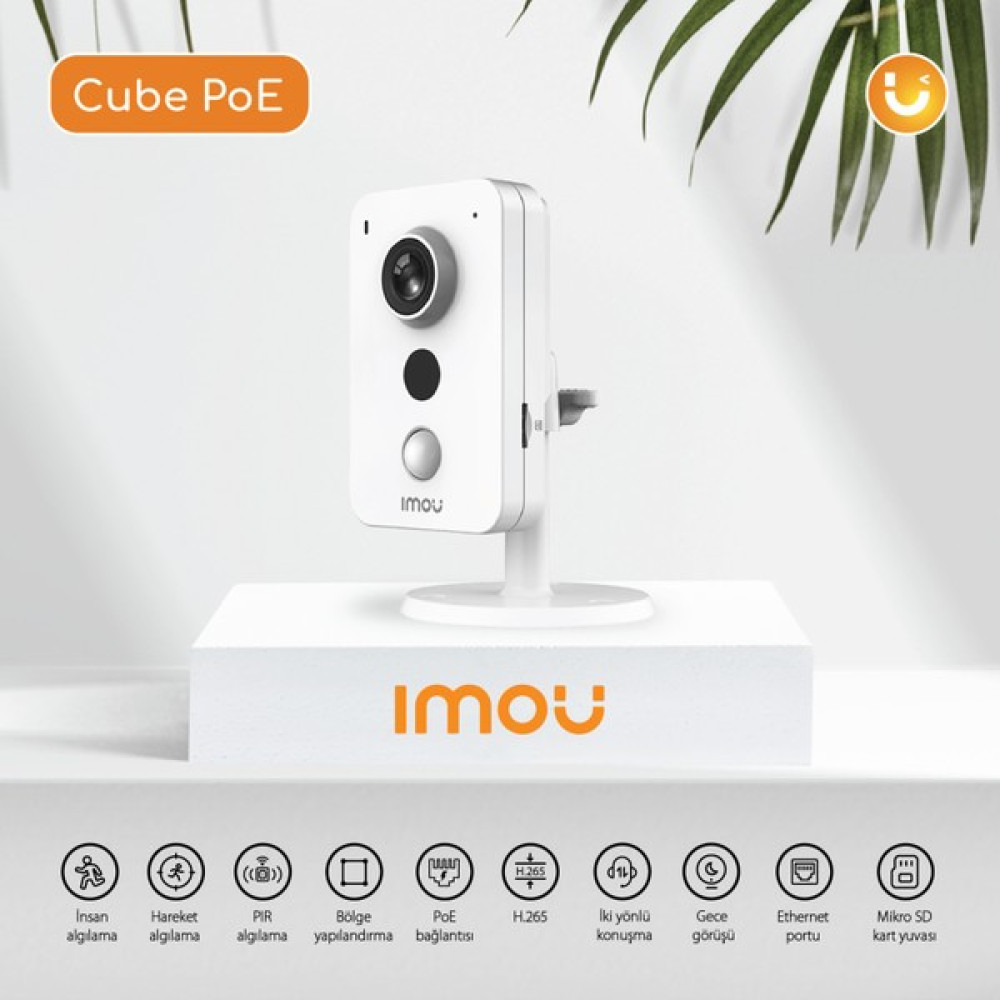 IMOU Cube İç Ortam Akıllı PoE Kamera/4 MP-Gece Görüşü-SD Kart Desteği-Hareket ve PIR Algılama-İki Yönlü Konuşma-ONVIF-Bulut Hizmeti (IPC-K42AP) Güvenlik Kameraları Fiyatı