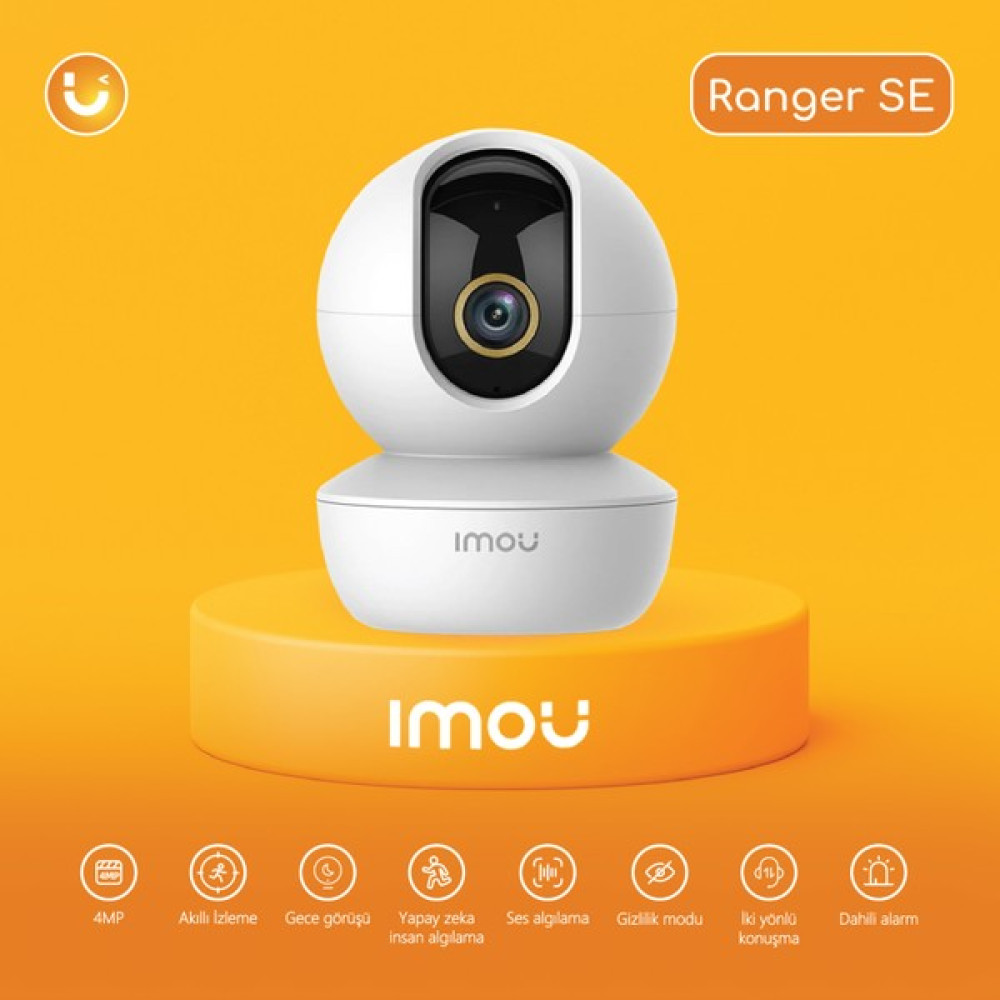 IMOU Ranger SE İç Ortam Akıllı WiFi PT Kamera/4MP-Gece Görüş-360° Hareket-Hareket ve İnsan Algılama-İki Yönlü Ses-SD Kart-ONVIF-Bulut(IPC-A43P) Güvenlik Kameraları Fiyatı
