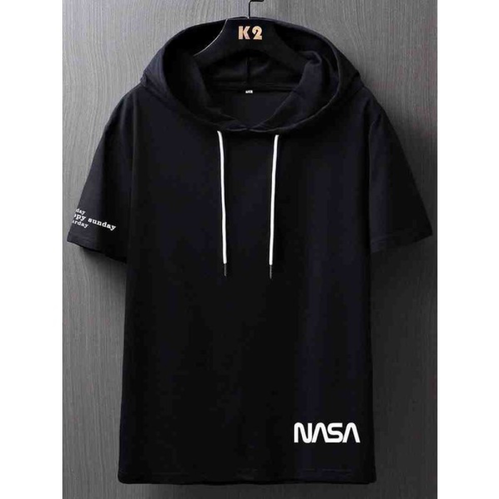 İmpavido Oversize Kapüşonlu Siyah Tshirt Nasa Baskili Erkek T-shirt Fiyatı