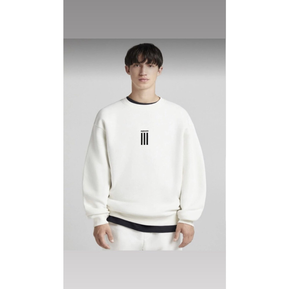 İmpavido Oversize Sweatshirt Beyaz 3 Çizgili M Beden Bayan Sweatshirt Fiyatı