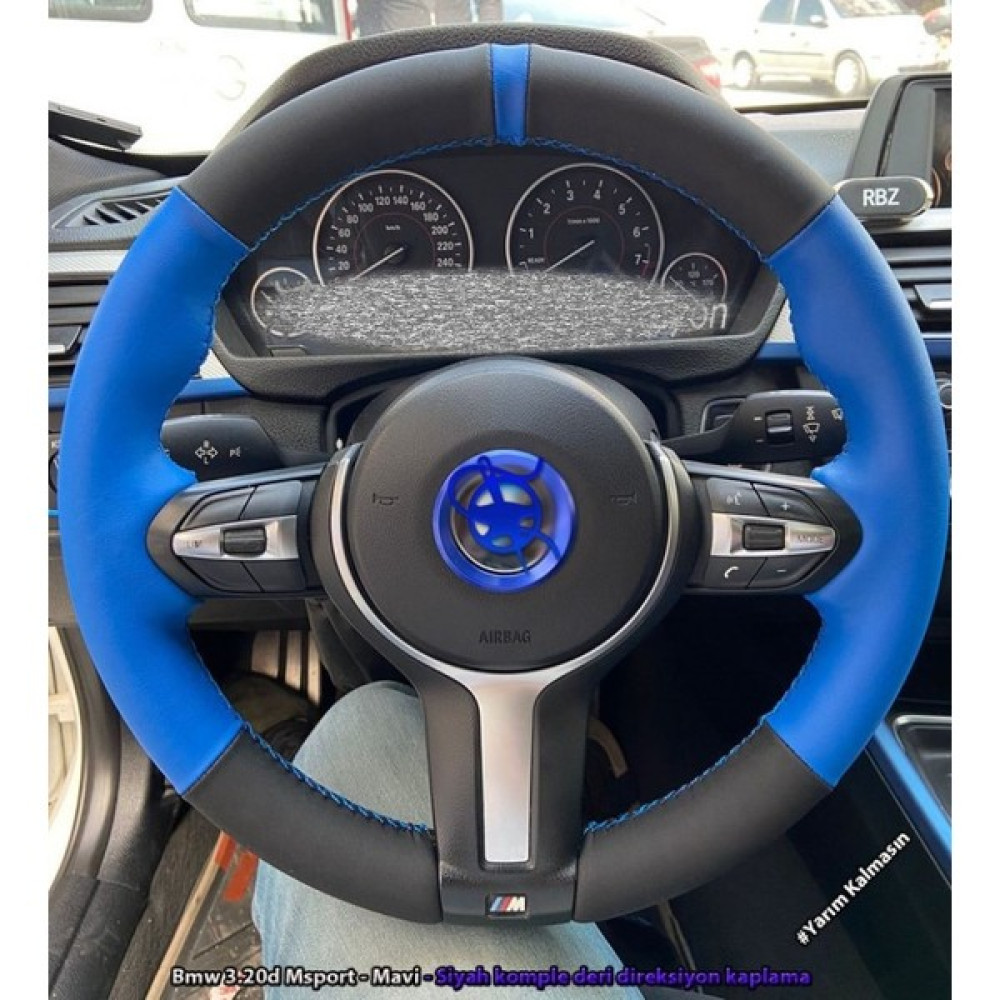 İmza Bmw 3.20D Araca Özel Direksiyon Kılıfı (Nubuk Mavi Deri Yüzüklü) Direksiyon Kılıfı Fiyatı