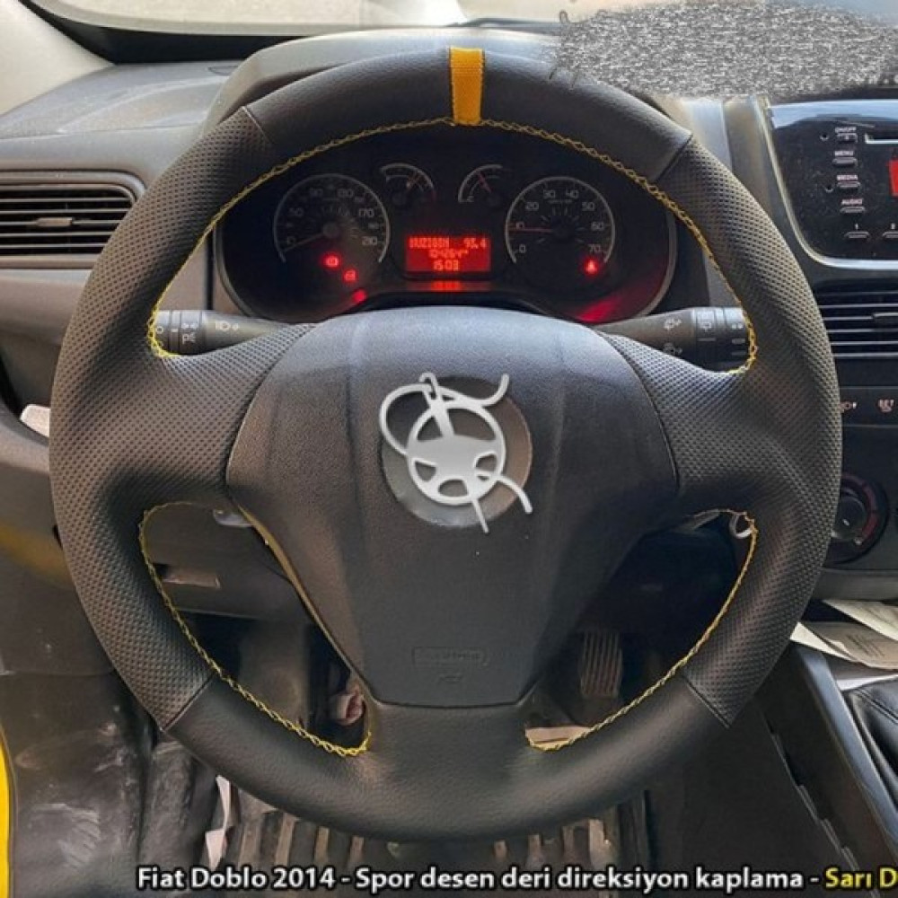 İmza Fiat Doblo 2014 Tuşsuz Araca Özel Deri Direksiyon Kılıfı (Noktalı Düz Yüzüklü) Direksiyon Kılıfı Fiyatı