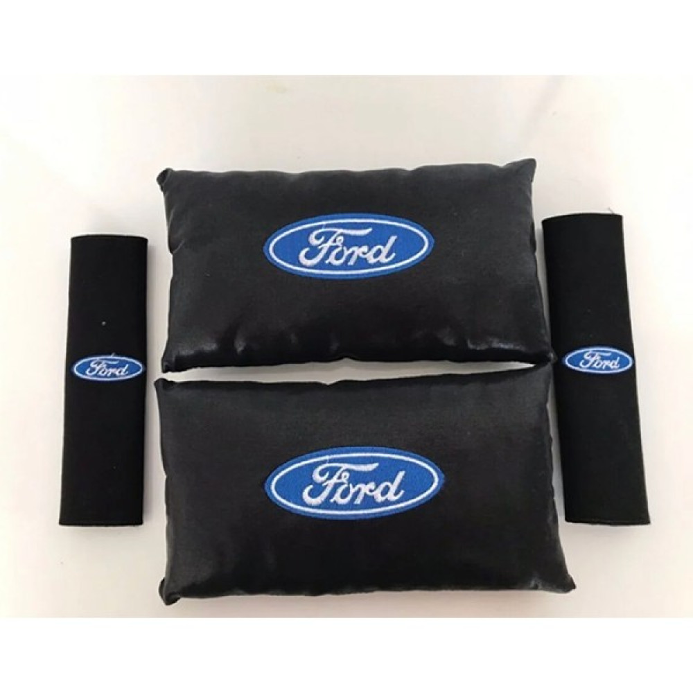 İmza Ford Uyumlu Nakışlı Yarım Deri 1 Çift Boyun Yastık ve 1 Çift Kemer Pedi - Siyah Oto Boyaları Fiyatı