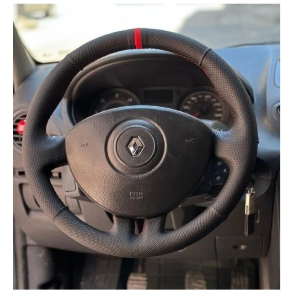 İmza Renault Clio 3 Araca Özel Direksiyon Kılıfı (Noktalı-Carbon Kırmızı Yüzüklü) - Siyah Direksiyon Kılıfı Fiyatı