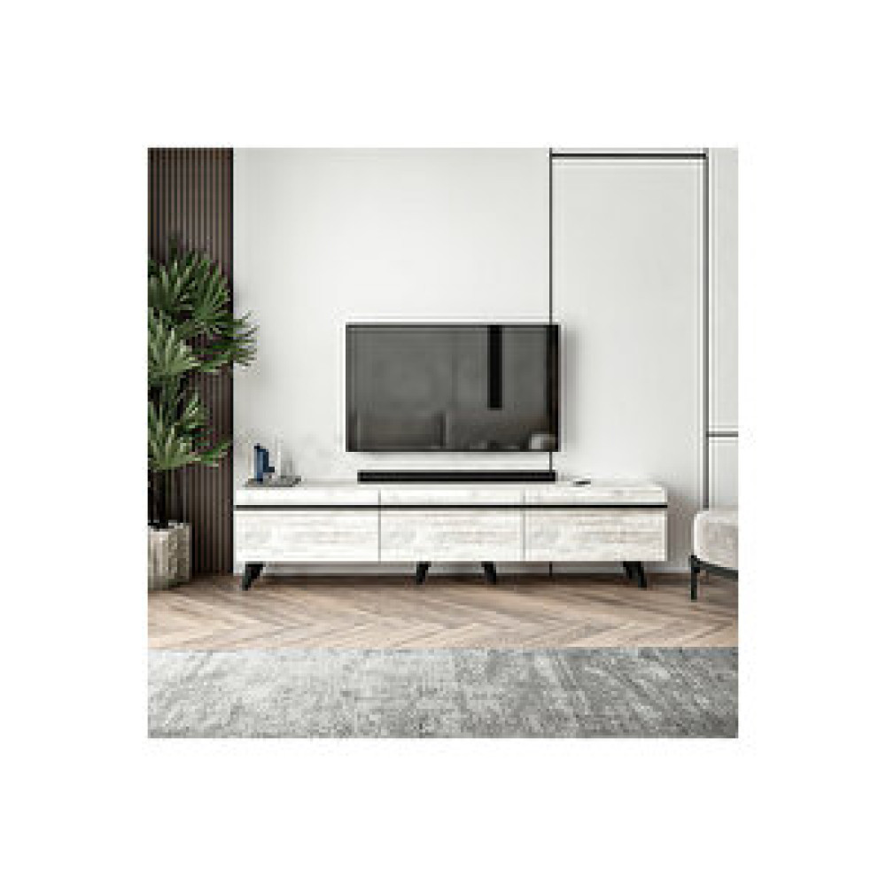 Inarch Amsterdam Style Alt Modül Tv Ünitesi Kristal Beyaz Kristal Tv Ünitesi / Sehpası Fiyatı