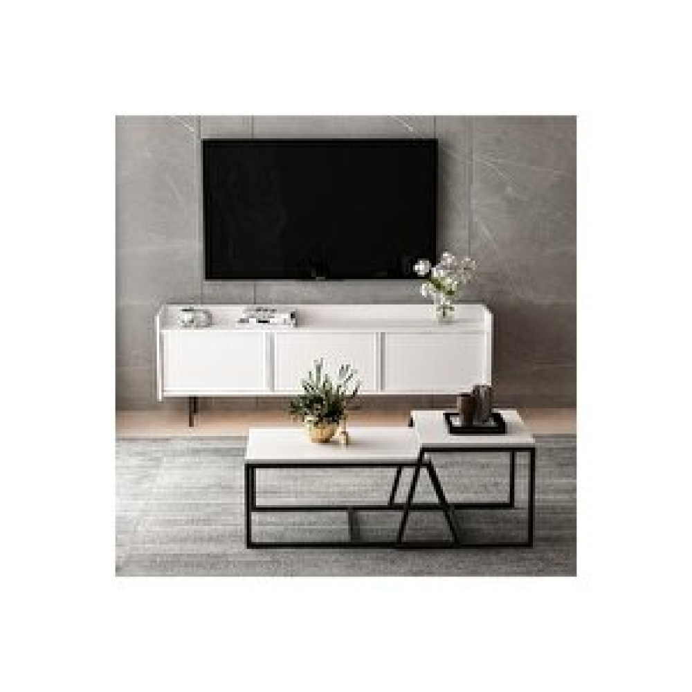 Inarch Atlas Tv Ünitesi Ve Minimal Orta Sehpa Beyaz Takım Tv Ünitesi / Sehpası Fiyatı