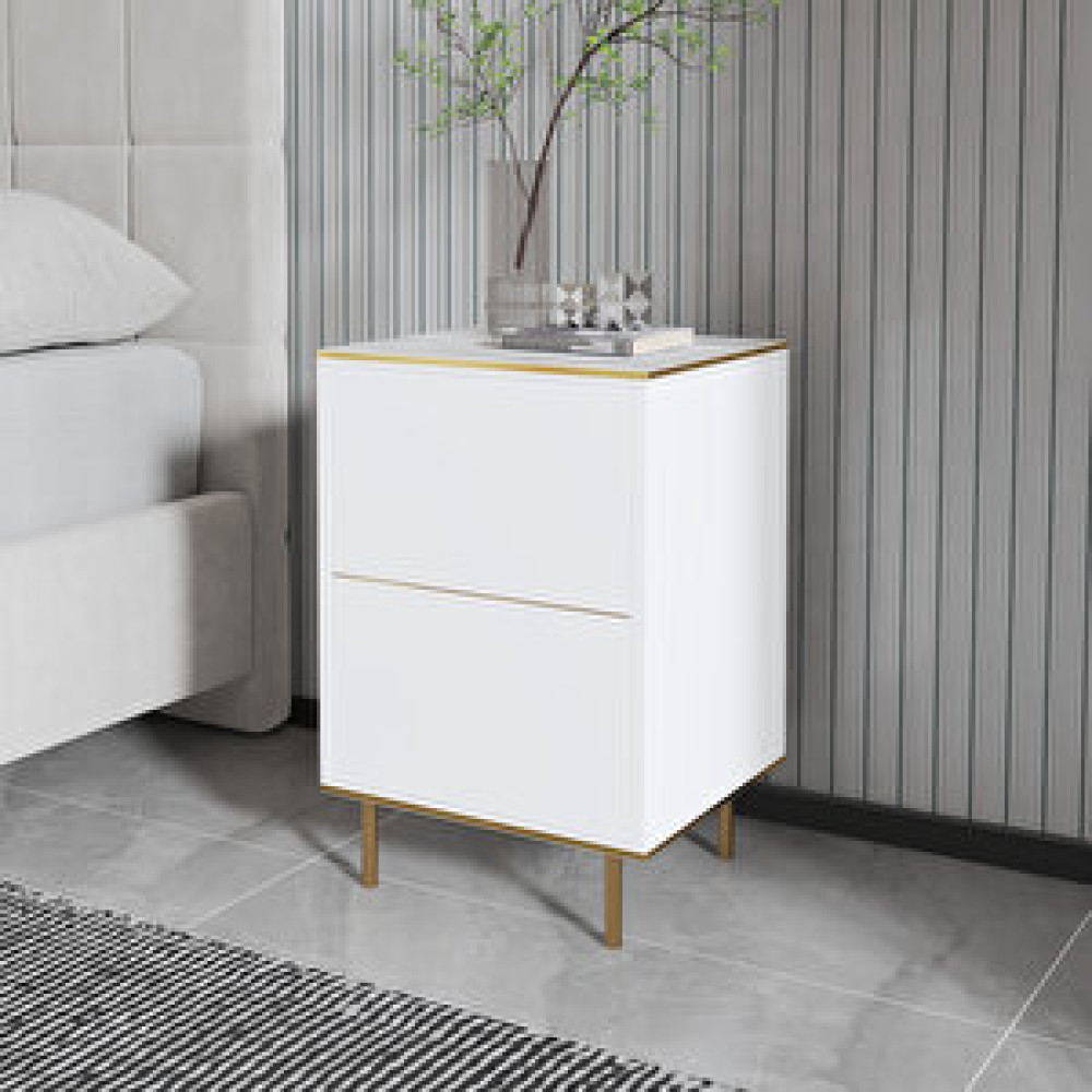 Inarch İmaj Komodin Orma Mermer/beyaz (gold Detay) Komidin Fiyatı
