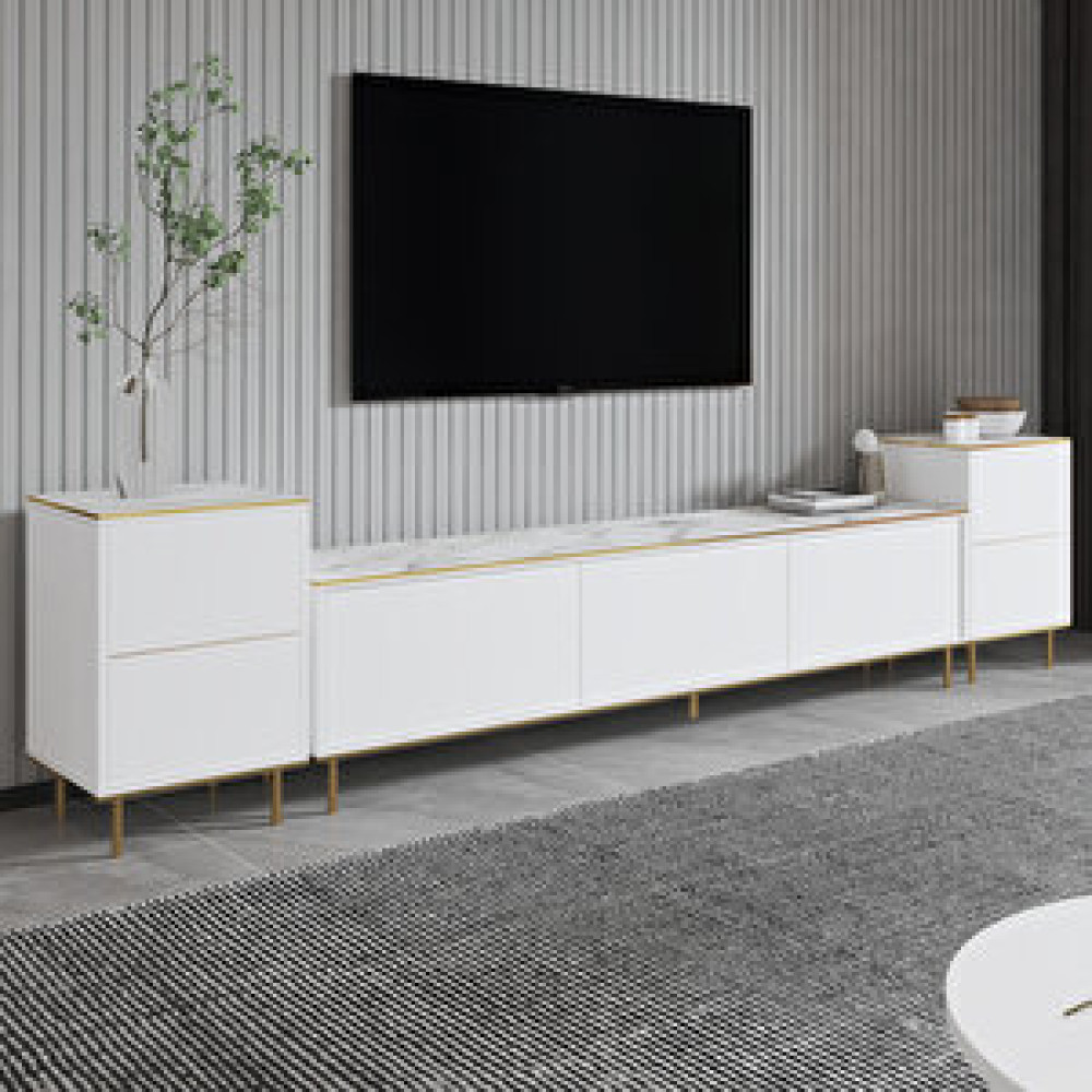 Inarch İmaj Tv Ünitesi Ve Komodin Takım Orma Mermer/beyaz (gold) Tv Ünitesi / Sehpası Fiyatı