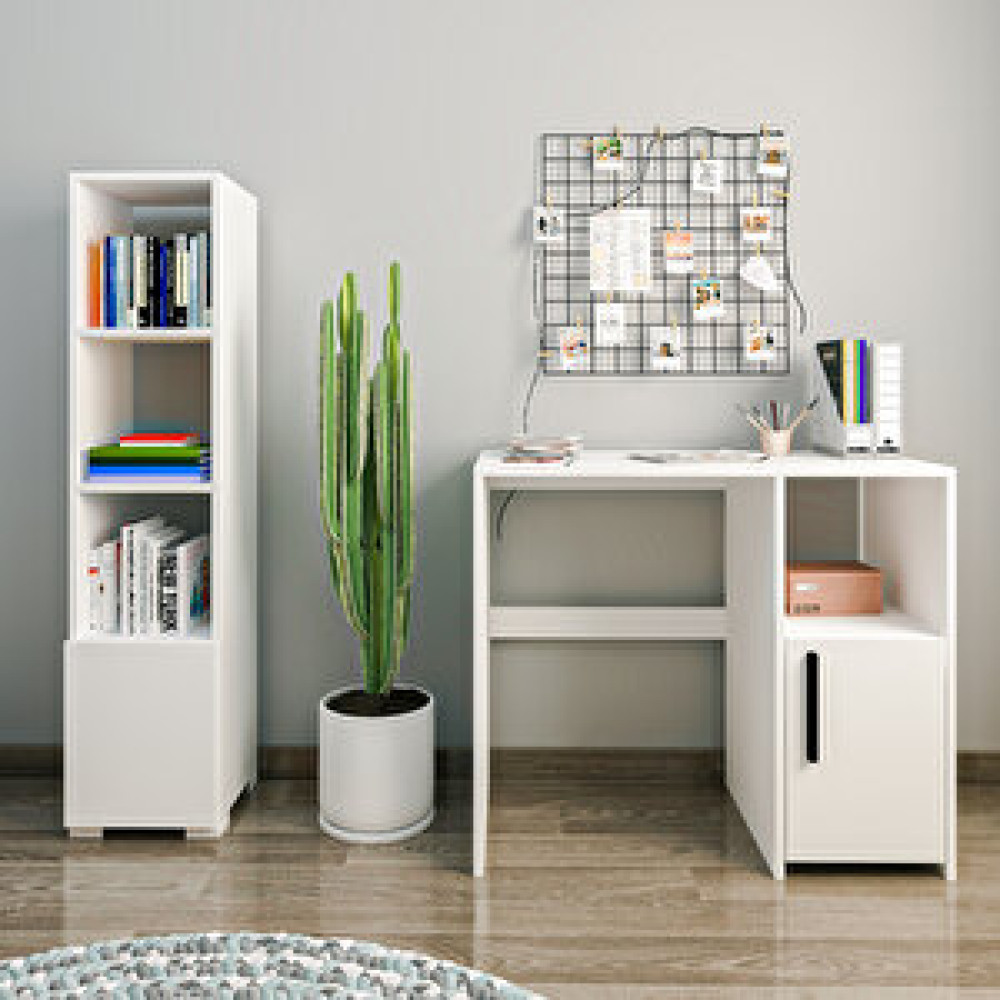Inarch Kuzey Çalışma Masası Ve Kitaplık Set Beyaz Bilgisayar Masası Fiyatı