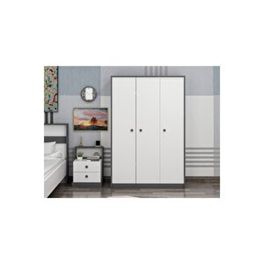 Inarch Life Gardırop Beyaz - Antrasit Bebek Odası Gardırop Fiyatı