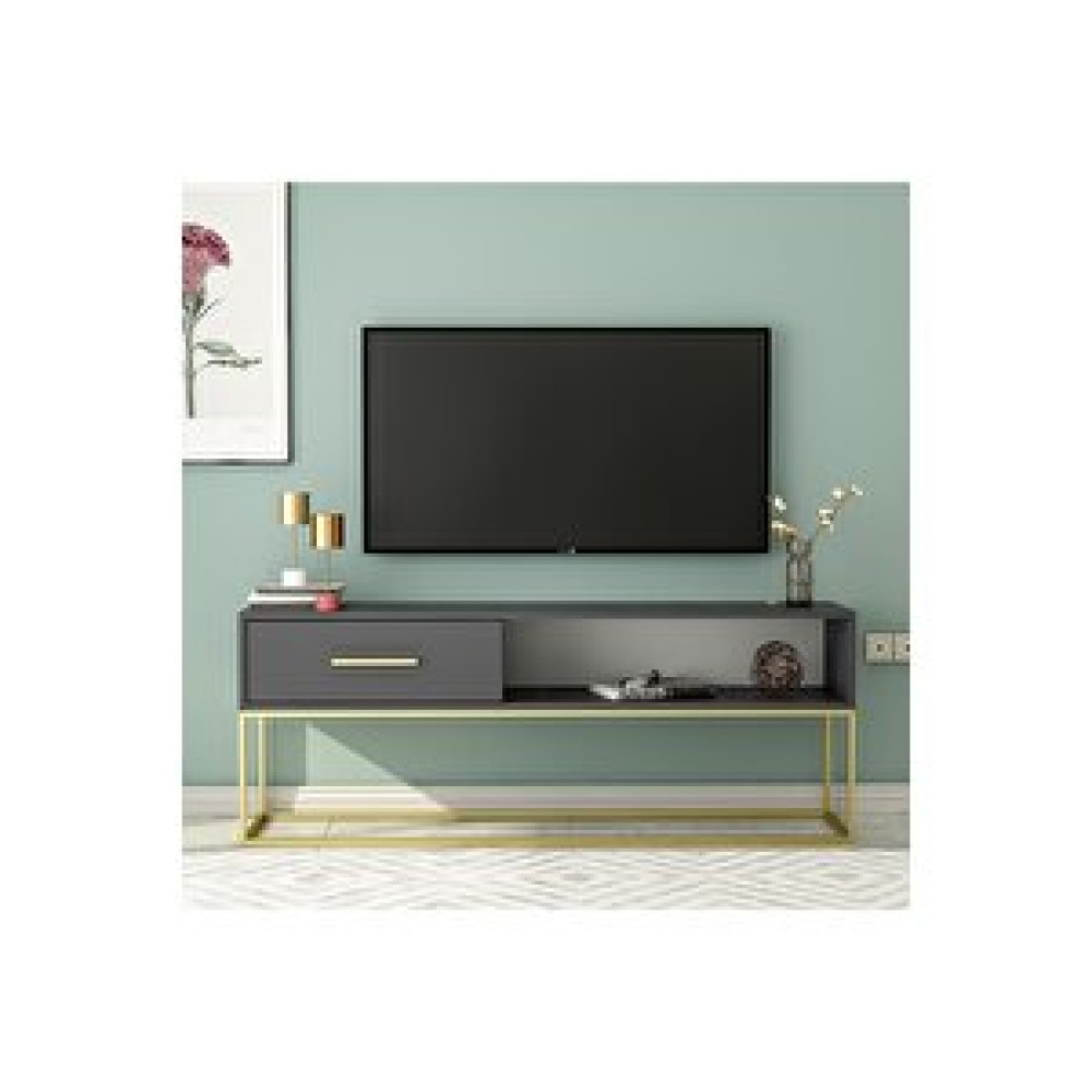 Inarch Mira Tv Sehpası Antrasit Metal Gold Ayaklı Tv Ünitesi / Sehpası Fiyatı