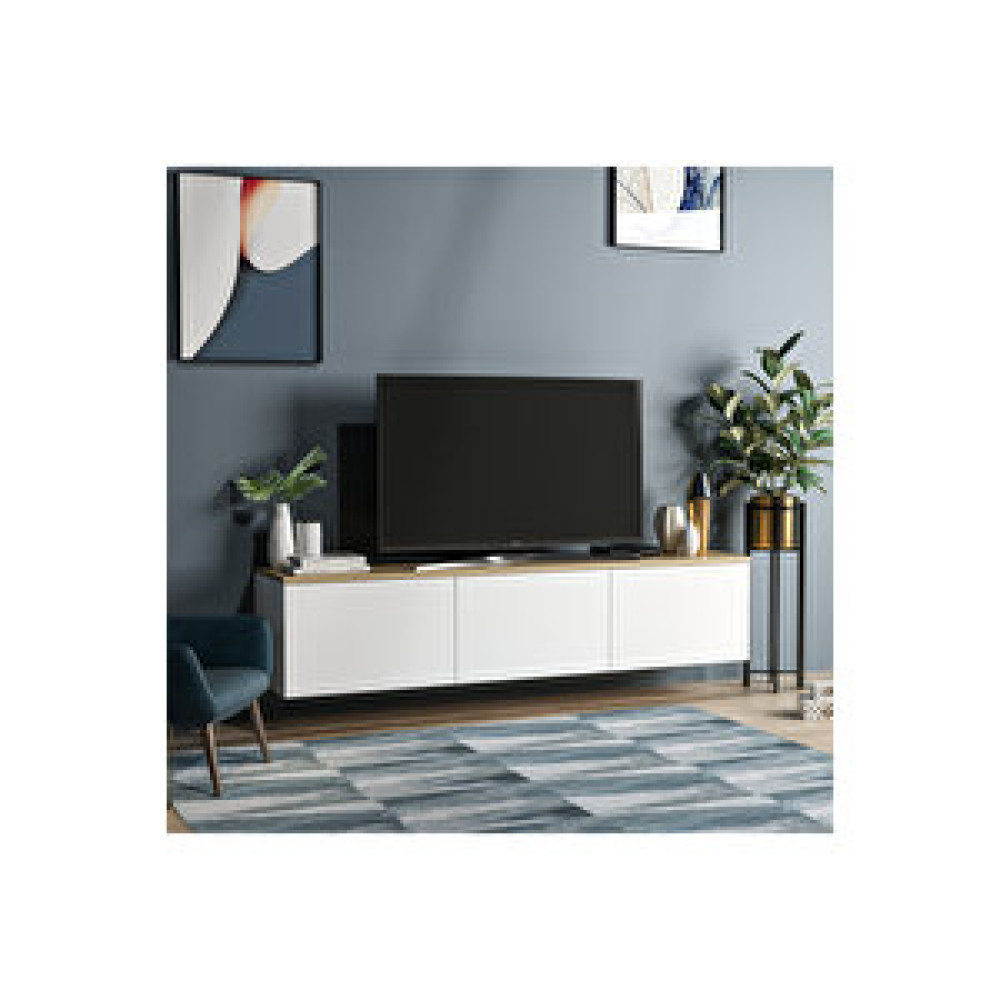 Inarch Neon Duvara Monte Tv Ünitesi Beyaz - Safir Meşe Tv Ünitesi / Sehpası Fiyatı