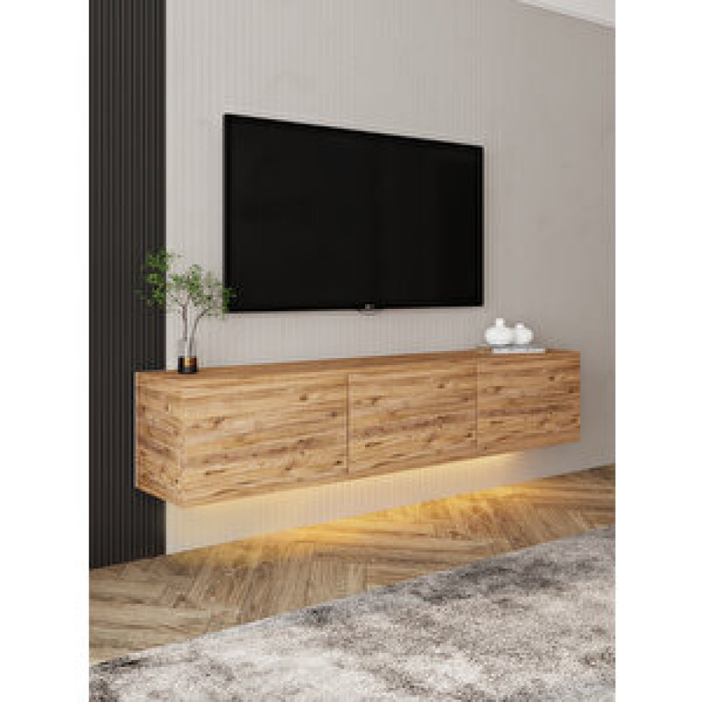Inarch Neon Işıklı Duvara Monte Tv Ünitesi Atlantik Çam Tv Ünitesi / Sehpası Fiyatı