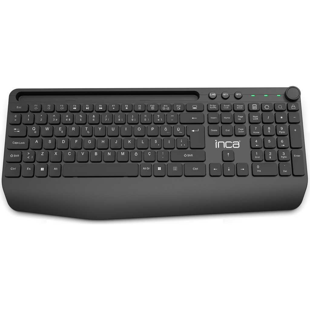 Inca IBK-272QU Kablosuz Q Ofis Klavye | Çoklu Bağlantı Bluetooth 5.0 + 2.4ghz, 114 Tuş, Tablet Standlı - Siyah Tablet Aksesuarı Fiyatı