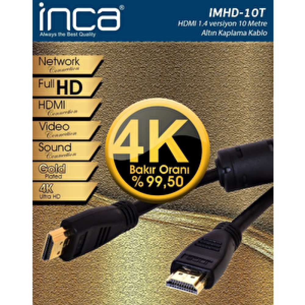 Inca Imhd-10t 10m 4k 1,4 V 3d Altın Uçlu Hdmı Kablo 775792 HDMI Kablo Fiyatı