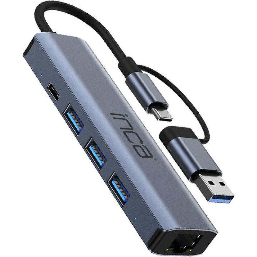 Inca IUTP-5T Usb/type-C Hub X3 USB 3.0 + Type-C+Ethernet RJ45 Çoklayıcı Aluminyum Kasa Bilgisayar Çevirici ve Adaptörü Fiyatı