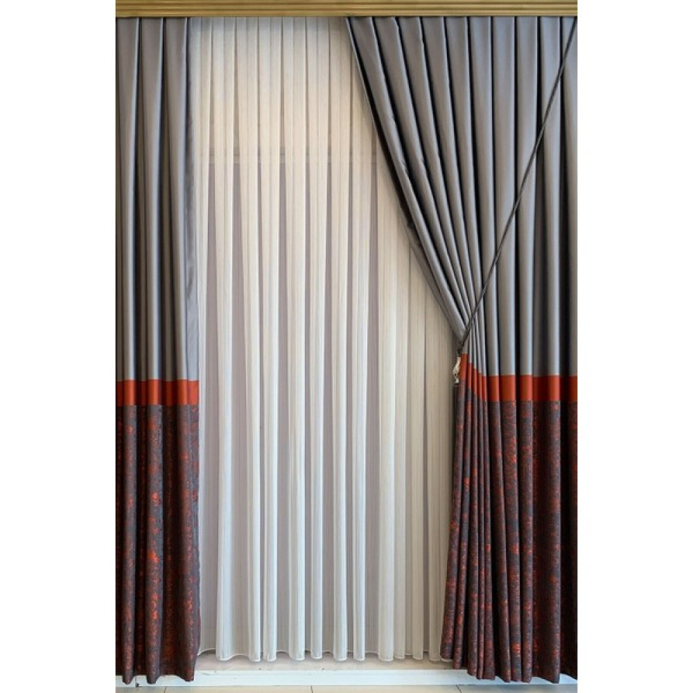 Ince Çizgi Desenli Etekleri Kurşunlu 1-3 Sık Pileli Tül Perde 400 x 250 cm - Kırık Beyaz Tül Perde Fiyatı