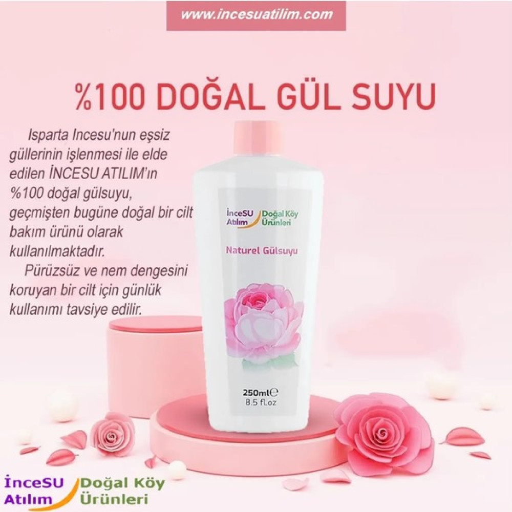 İncesu Atılım Isparta Incesu Naturel Gül suyu 250 ml - Kutulu Sade Gülsuyu Kolonya & Gülsuyu Fiyatı