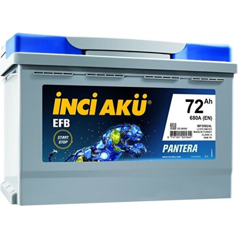 İnci Akü 12V 72AH 680A Cca Efb Pantera Start-Stop Akü (Üretim Yılı: 2023) Akü Fiyatı