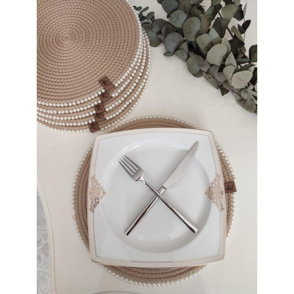 Inci Döşemeli Supla Takımı, Amerikan Servis - Gold - 32 x 32 cm Amerikan Servis Fiyatı