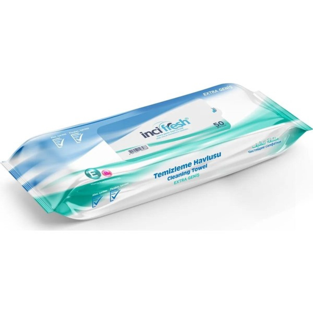 Inci Fresh Islak Vücut Temizleme Havlusu Mendil - Vitamin E + B5 - Parabensiz - 50 Adetlik 5 Paket Bebek Bakım Fiyatı