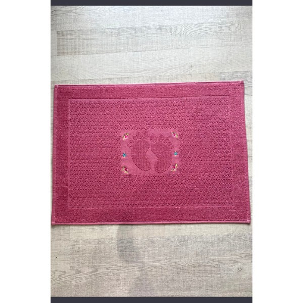 İnci Moda Nakışlı Ayak Havlusu Banyo Paspası - Koyu Pembe - 50 x 70 cm Ayak Havlusu Fiyatı