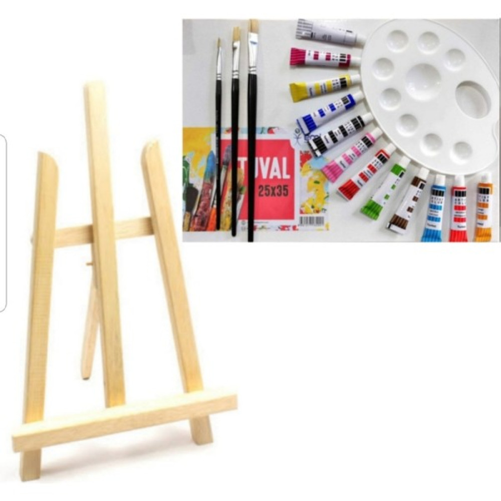 İnci Paketi 25X35 Tuval Mini Sovale 28X38 Fırça 12 Guaj Boya ve Palet Yardımcı Malzeme Fiyatı