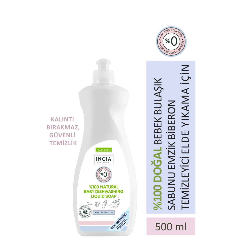 Incia %100 Doğal Bebek Bulaşık Sabunu Bitkisel Emzik Biberon Temizleyici Vegan 500 ml Deterjan ve Temizlik Ürünleri Fiyatı