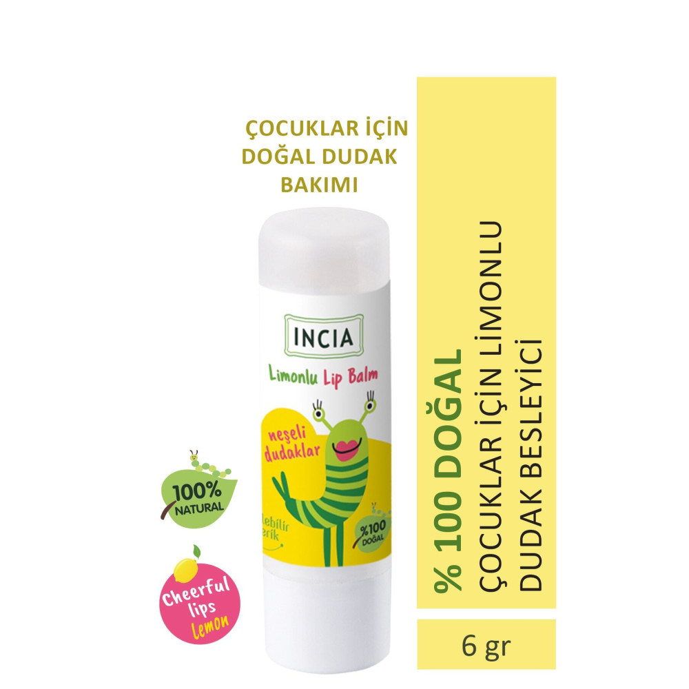 Incia %100 Doğal Kids Dudak Besleyici Limon Bitkisel Nemlendirici Dudak Bakım Kremi 6 G Bebek Vücut Kremi Fiyatı