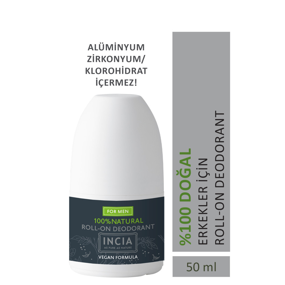 Incia %100 Doğal Roll On Deodorant Erkeler İçin Ter Kokusu Önleyici Lekesiz 50 ml Roll-Onlar Fiyatı