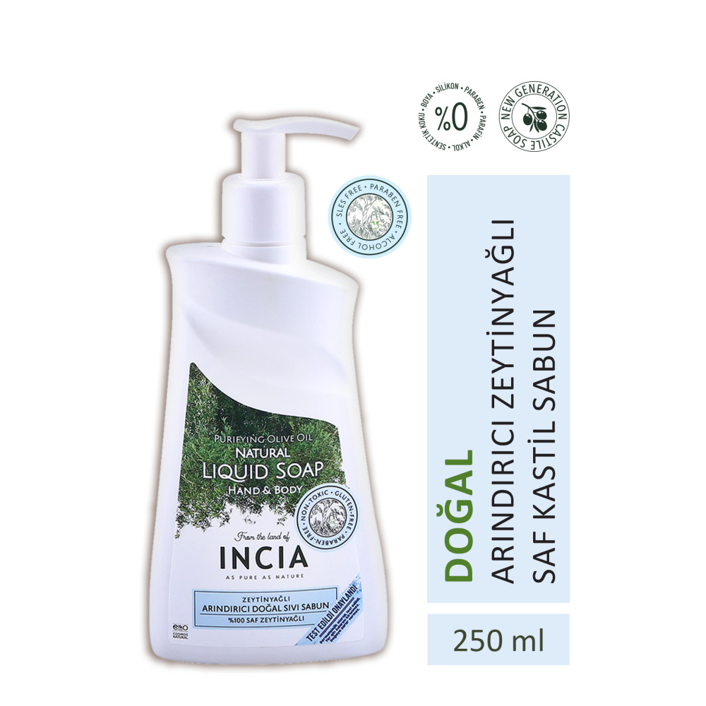 Incia %100 Doğal Sıvı Kastil Sabunu Arındırıcı Zeytinyağlı 10 Bitkisel Değerli Yağ Vegan 250 ml Sabunlar Fiyatı