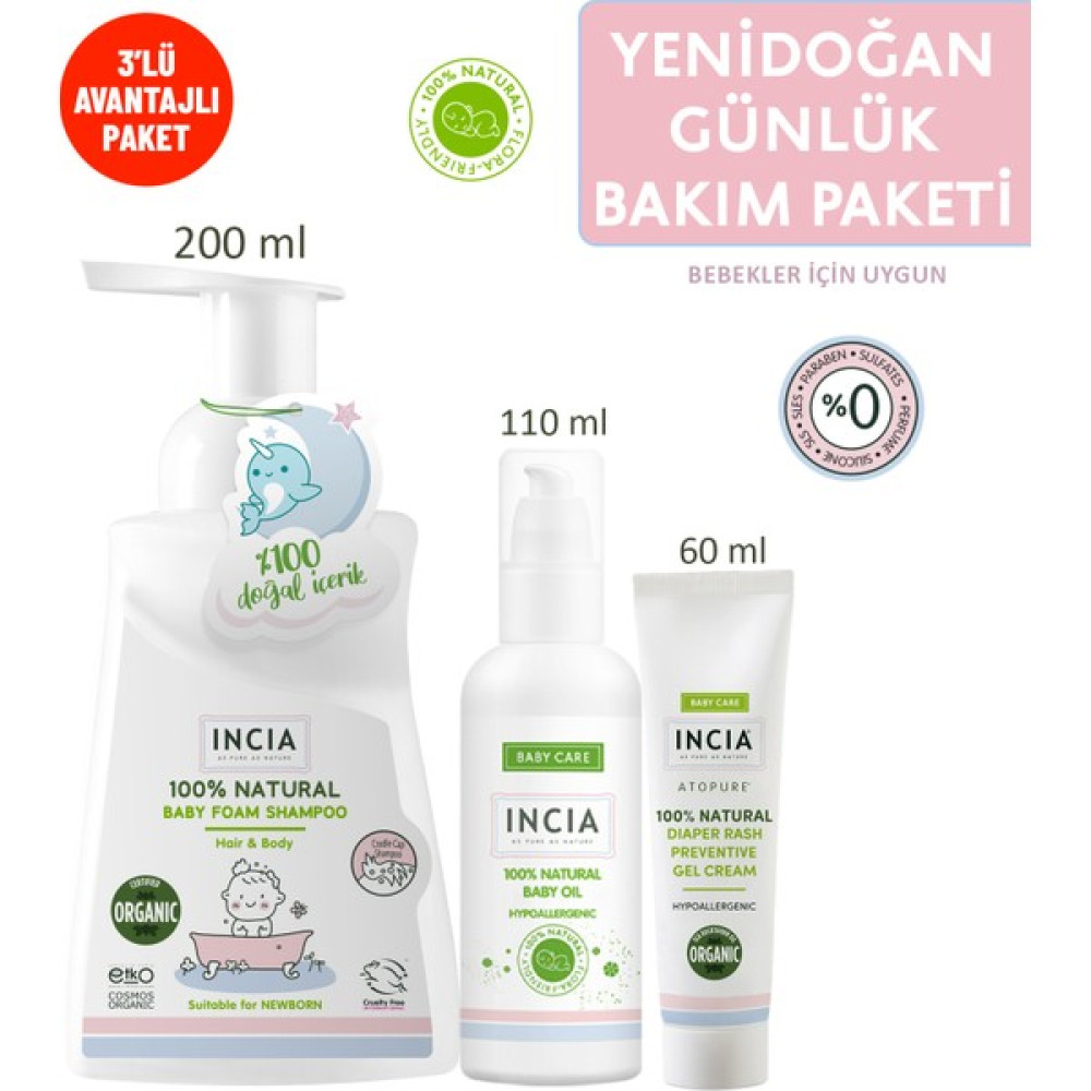 Incıa %100 Doğal Yenidoğan Günlük Bakım Seti Bebek Bakım Seti Fiyatı