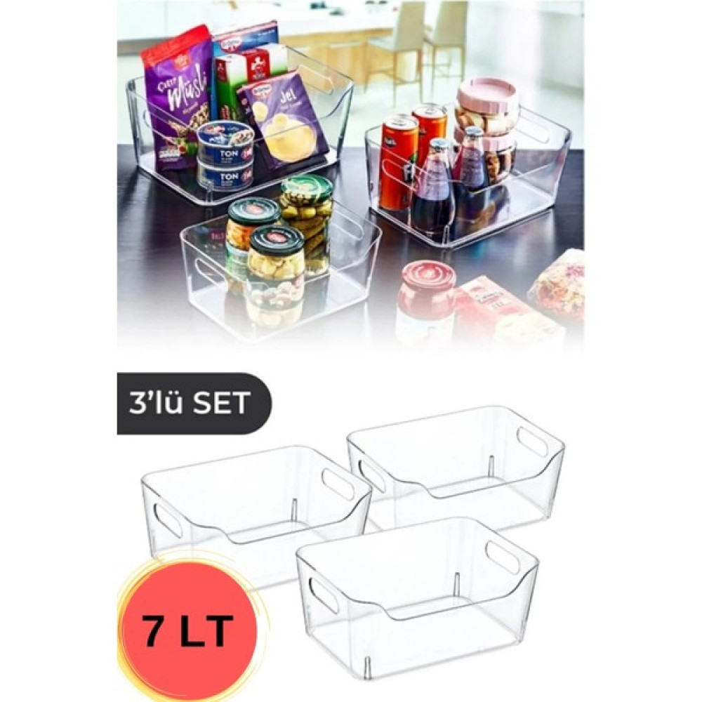 İncili Home 7 Lt Clear Buzdolabı & Dolap Içi Düzenleyici Organizer 3 Adet 30X21X12 cm Saklama Kapları Fiyatı