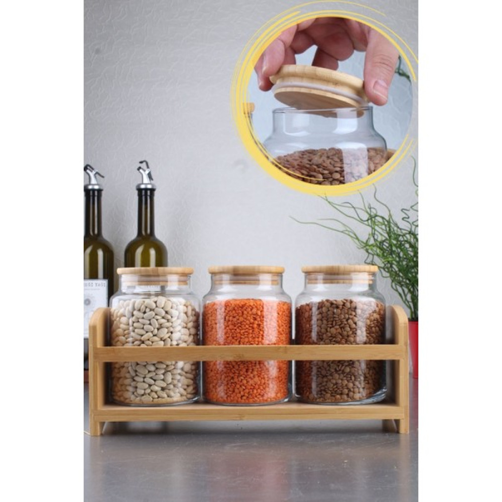 İncili Home Allice 4 Parça Standlı Baharatlık Seti Bambu Stant Cam Kavanoz Seti 800 ml Baharat Setleri & Baharatlıklar Fiyatı