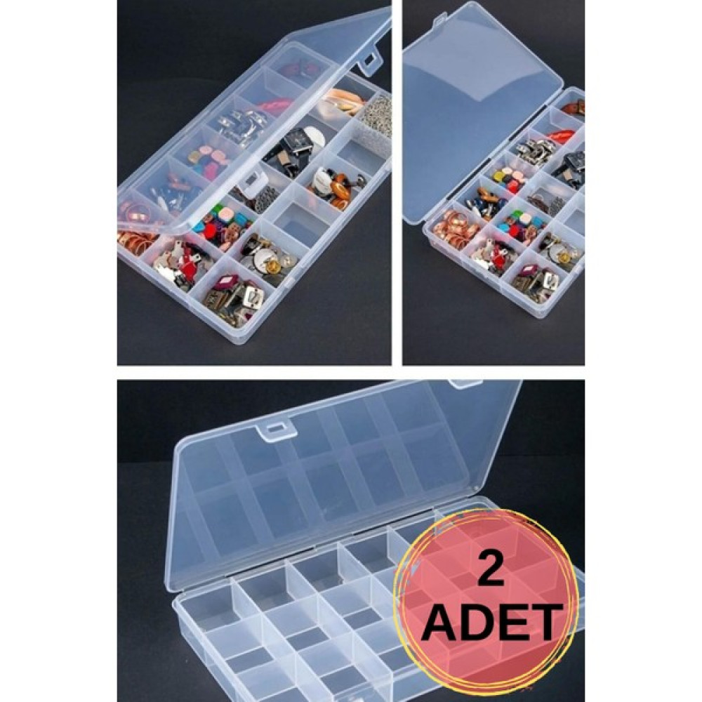 İncili Home Şeffaf 2 Adet 18 Bölmeli Kolye Yüzük Kapaklı Takı Kutusu Dikiş Kutusu Organizer Düzenleyic Eşya Saklama Kutusu Fiyatı