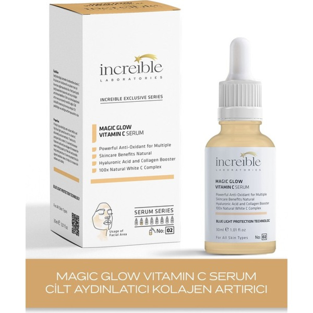 İncreible Cilt Aydınlatıcı Artırıcı Serum %10 C Vitamin % Niacinamide %0,5 Hyaluronik Asit Anti-Aging / Yaşlanma Karşıtı Fiyatı
