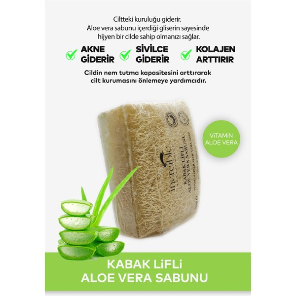 İncreible Doğal Kabak Lifli Aloe Vera Sabunu Vitamin B3 Vitamin E Vitamin B5 - 1 Sabunlar Fiyatı